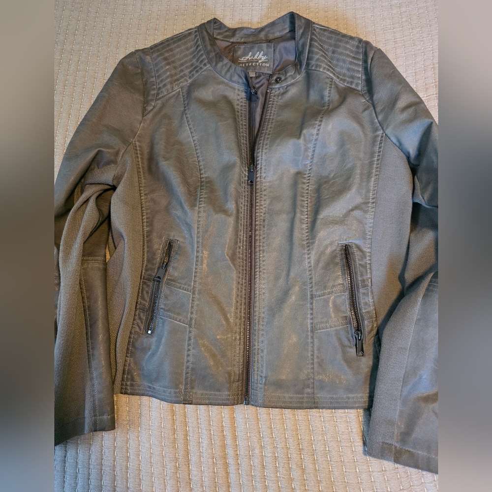 Grey Faux Leather Jacket - Picture 3 of 8